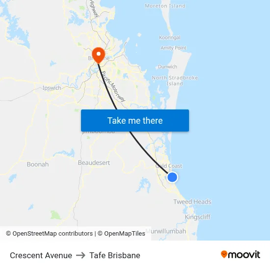 Crescent Avenue to Tafe Brisbane map