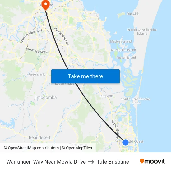 Warrungen Way Near Mowla Drive to Tafe Brisbane map
