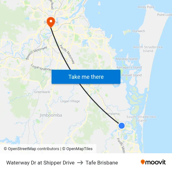 Waterway Dr at Shipper Drive to Tafe Brisbane map