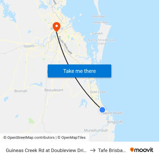 Guineas Creek Rd at Doubleview Drive to Tafe Brisbane map