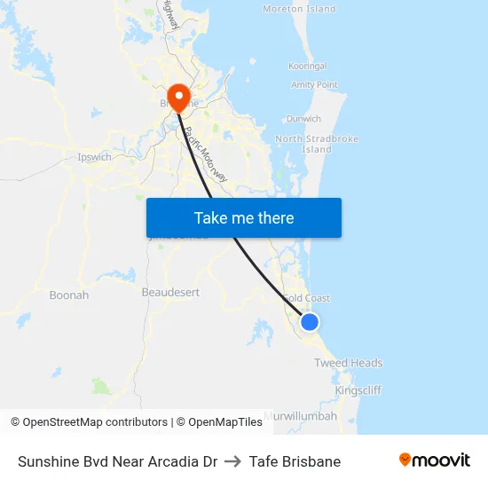 Sunshine Bvd Near Arcadia Dr to Tafe Brisbane map