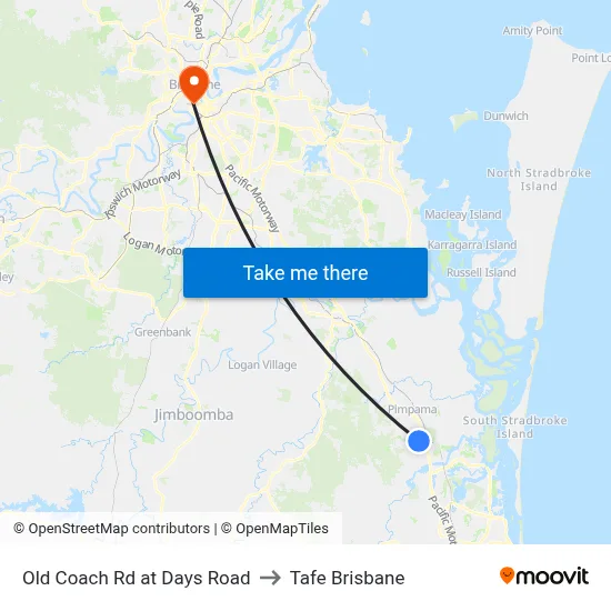 Old Coach Rd at Days Road to Tafe Brisbane map