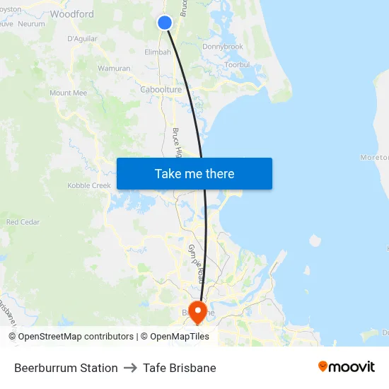 Beerburrum Station to Tafe Brisbane map