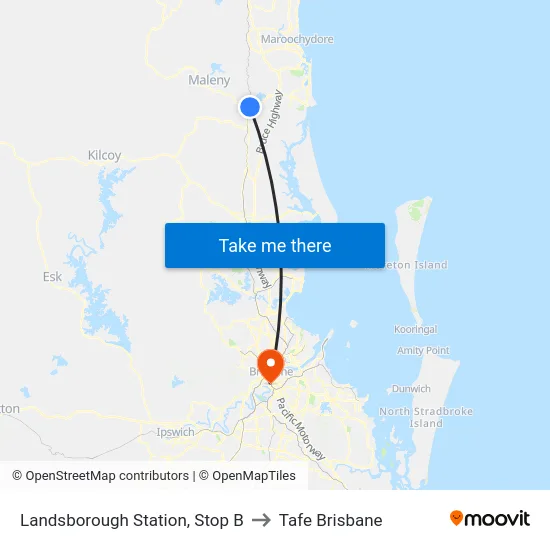 Landsborough Station, Stop B to Tafe Brisbane map