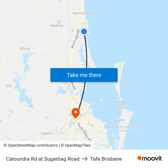 Caloundra Rd at Sugarbag Road to Tafe Brisbane map