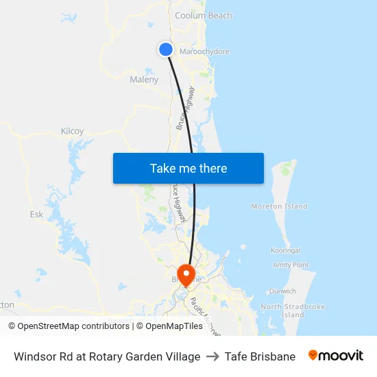 Windsor Rd at Rotary Garden Village to Tafe Brisbane map