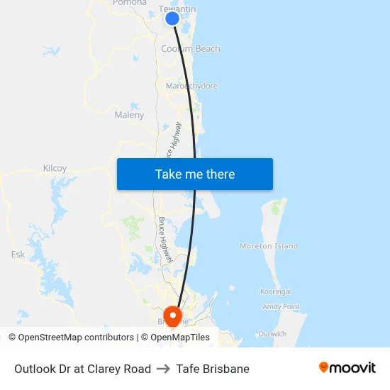 Outlook Dr at Clarey Road to Tafe Brisbane map