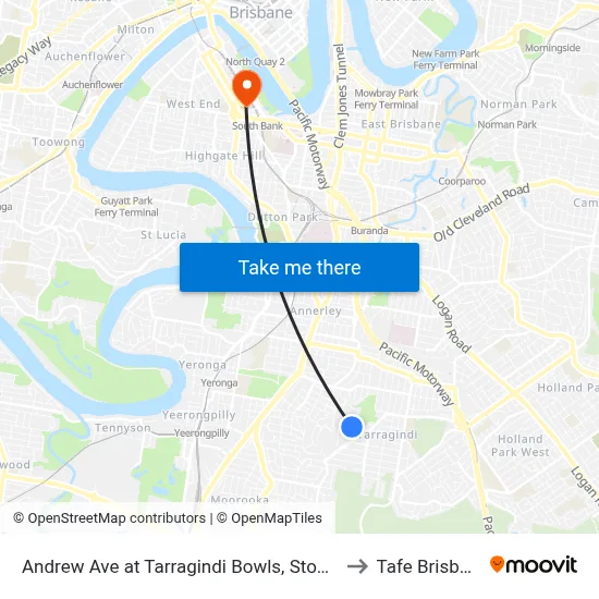 Andrew Ave at Tarragindi Bowls, Stop 38a to Tafe Brisbane map