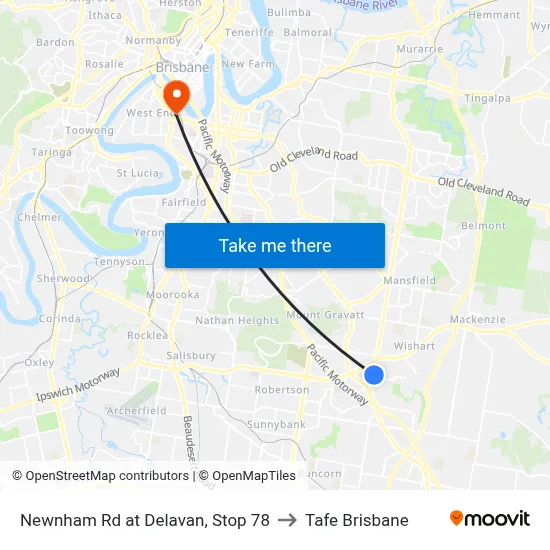 Newnham Rd at Delavan, Stop 78 to Tafe Brisbane map