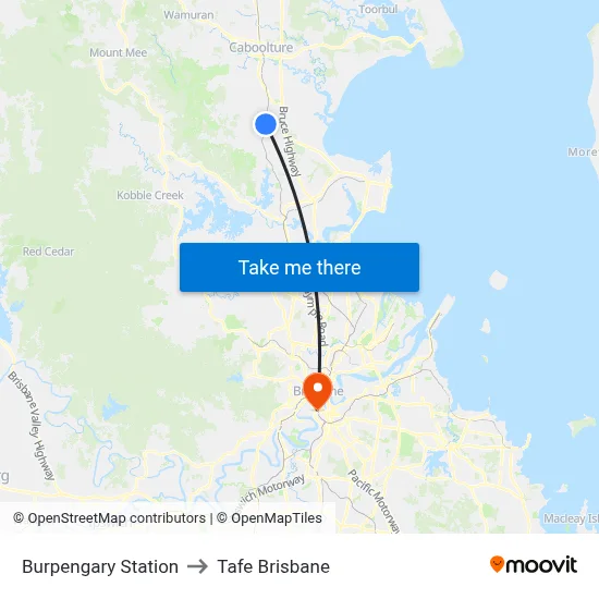 Burpengary Station to Tafe Brisbane map