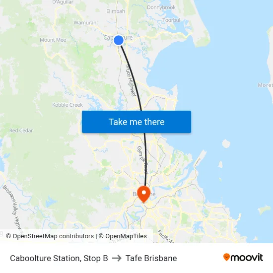 Caboolture Station, Stop B to Tafe Brisbane map