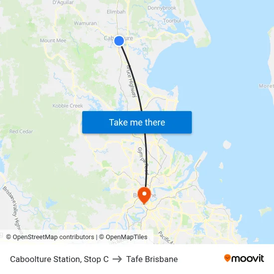 Caboolture Station, Stop C to Tafe Brisbane map