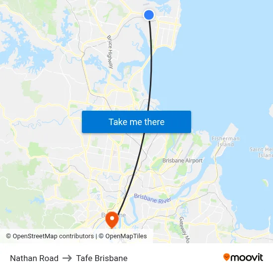 Nathan Road to Tafe Brisbane map