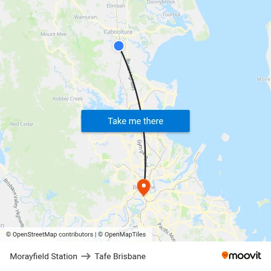 Morayfield Station to Tafe Brisbane map