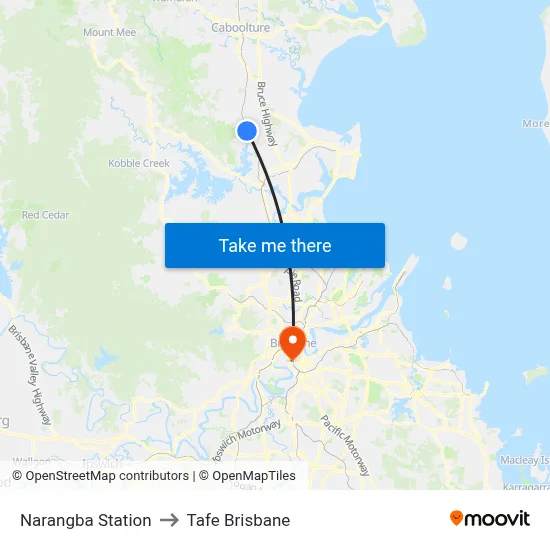 Narangba Station to Tafe Brisbane map