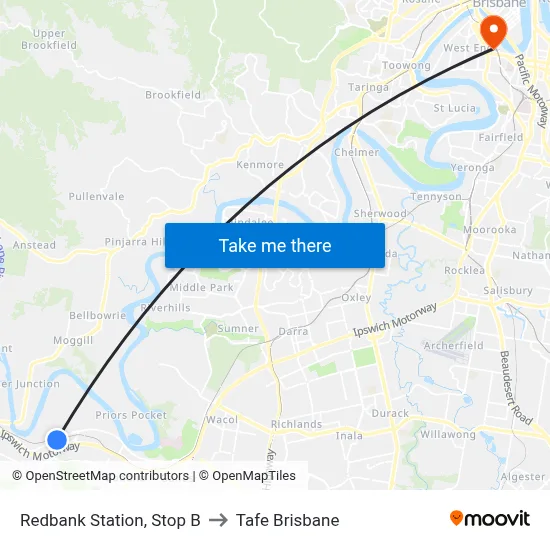 Redbank Station, Stop B to Tafe Brisbane map