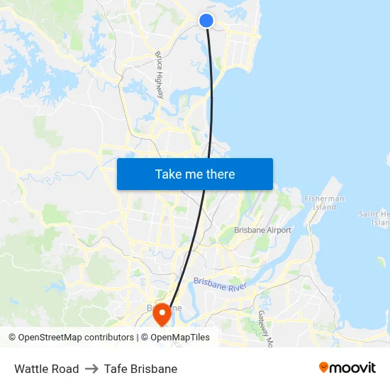 Wattle Road to Tafe Brisbane map
