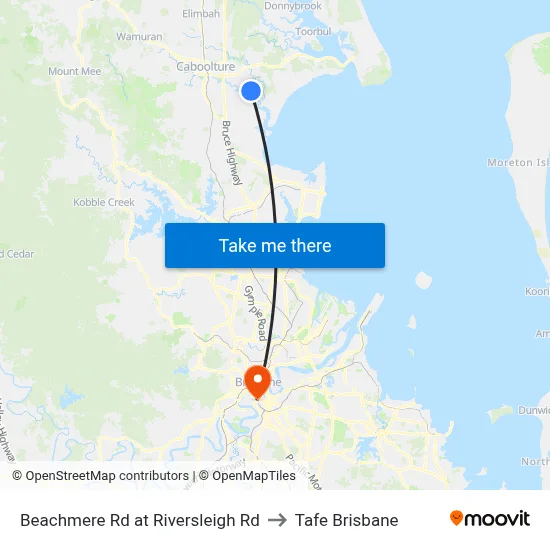 Beachmere Rd at Riversleigh Rd to Tafe Brisbane map