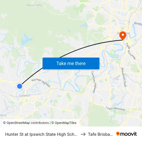 Hunter St at Ipswich State High School to Tafe Brisbane map
