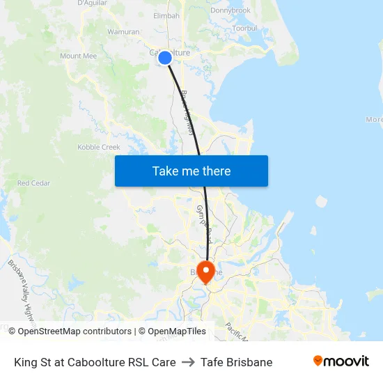 King St at Caboolture RSL Care to Tafe Brisbane map