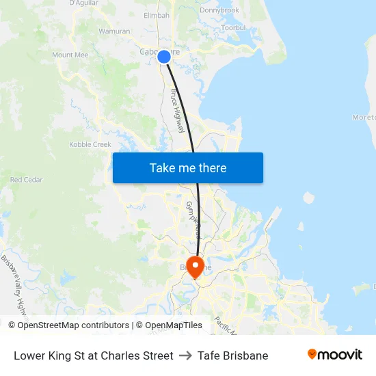 Lower King St at Charles Street to Tafe Brisbane map