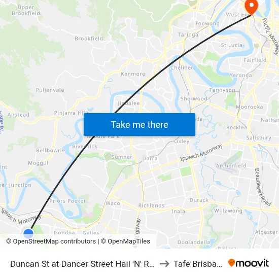 Duncan St at Dancer Street Hail 'N' Ride to Tafe Brisbane map