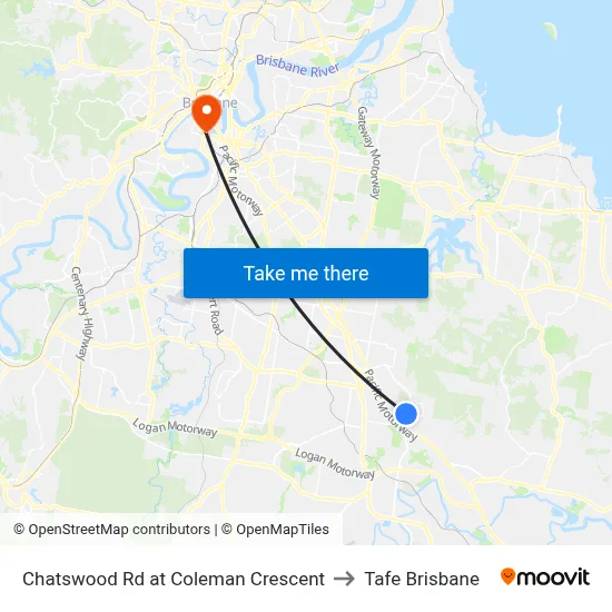 Chatswood Rd at Coleman Crescent to Tafe Brisbane map