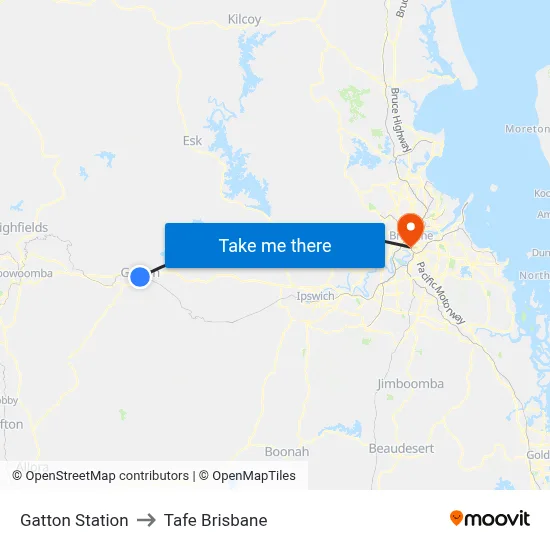 Gatton Station to Tafe Brisbane map