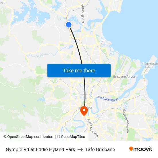 Gympie Rd at Eddie Hyland Park to Tafe Brisbane map