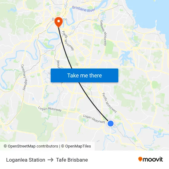 Loganlea Station to Tafe Brisbane map