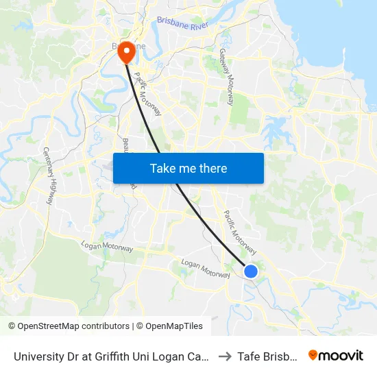 University Dr at Griffith Uni Logan Campus to Tafe Brisbane map
