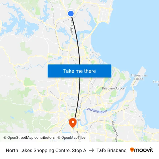 North Lakes Shopping Centre, Stop A to Tafe Brisbane map