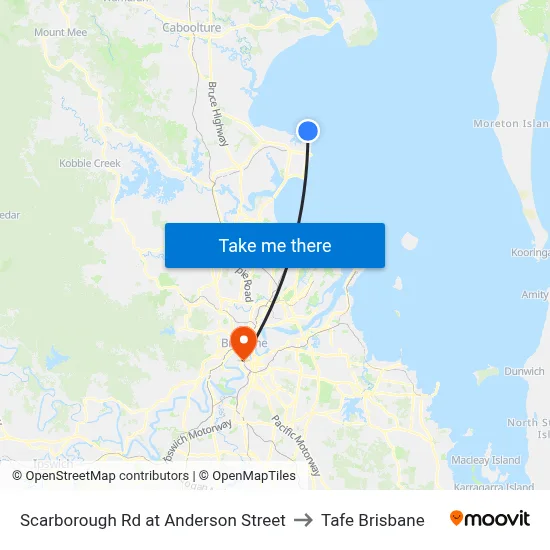 Scarborough Rd at Anderson Street to Tafe Brisbane map