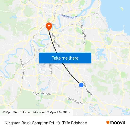 Kingston Rd at Compton Rd to Tafe Brisbane map