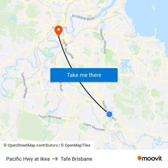 Pacific Hwy at Ikea to Tafe Brisbane map