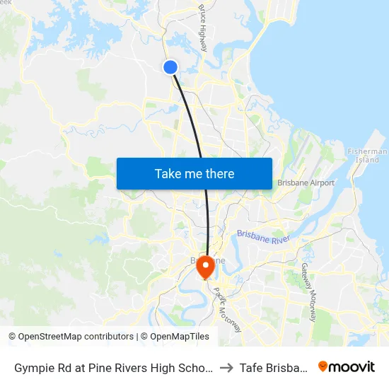 Gympie Rd at Pine Rivers High School to Tafe Brisbane map