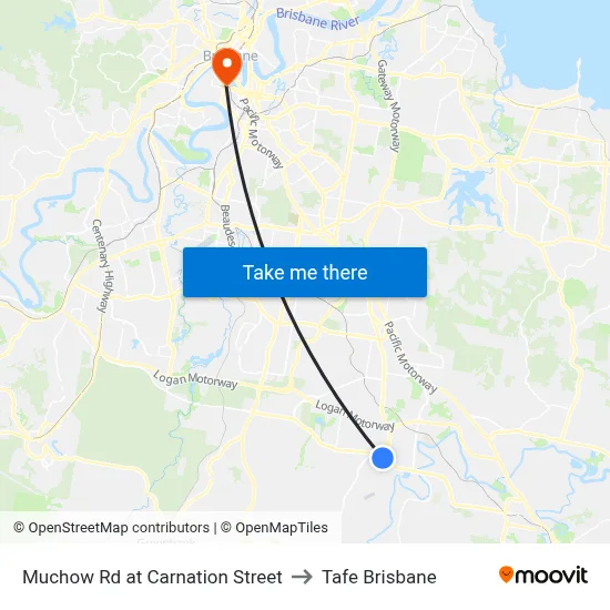 Muchow Rd at Carnation Street to Tafe Brisbane map