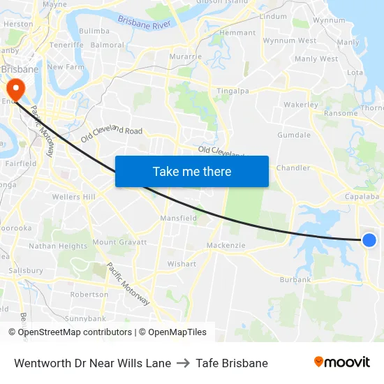 Wentworth Dr Near Wills Lane to Tafe Brisbane map