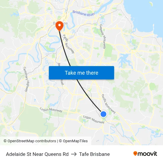 Adelaide St Near Queens Rd to Tafe Brisbane map