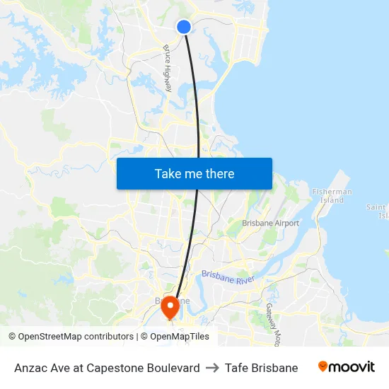Anzac Ave at Capestone Boulevard to Tafe Brisbane map