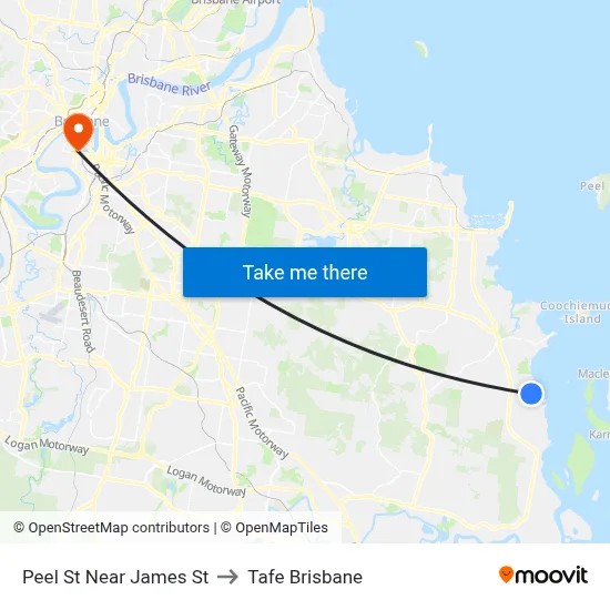 Peel St Near James St to Tafe Brisbane map