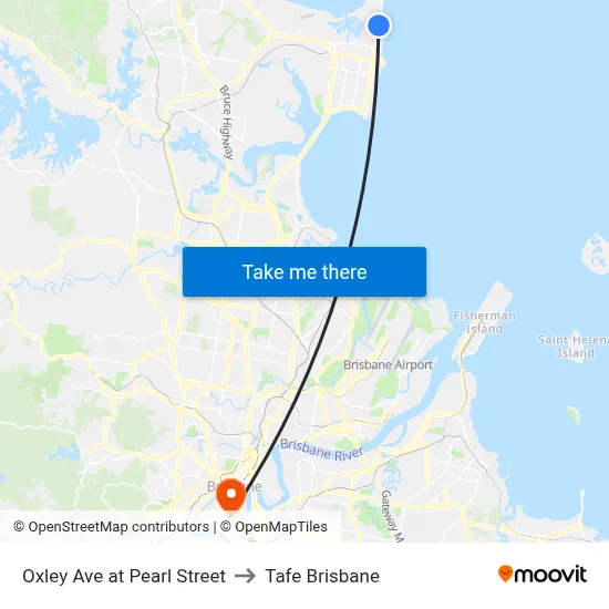 Oxley Ave at Pearl Street to Tafe Brisbane map