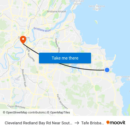 Cleveland Redland Bay Rd Near South St to Tafe Brisbane map
