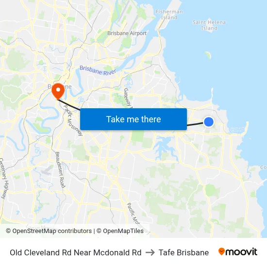 Old Cleveland Rd Near Mcdonald Rd to Tafe Brisbane map