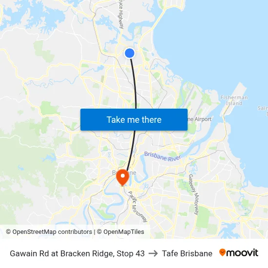 Gawain Rd at Bracken Ridge, Stop 43 to Tafe Brisbane map