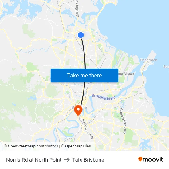 Norris Rd at North Point to Tafe Brisbane map