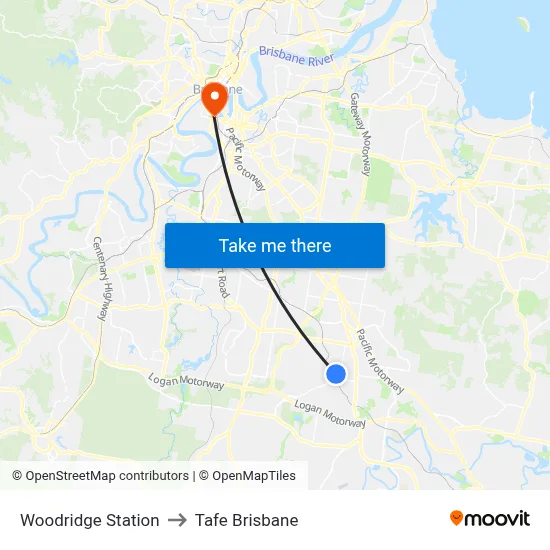 Woodridge Station to Tafe Brisbane map