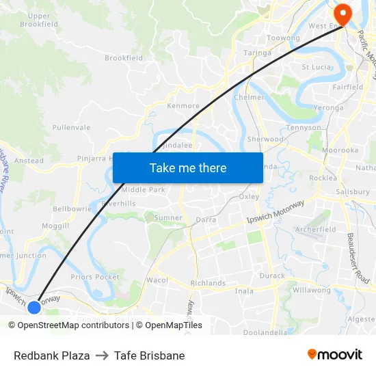 Redbank Plaza to Tafe Brisbane map