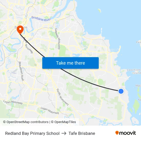 Redland Bay Primary School to Tafe Brisbane map