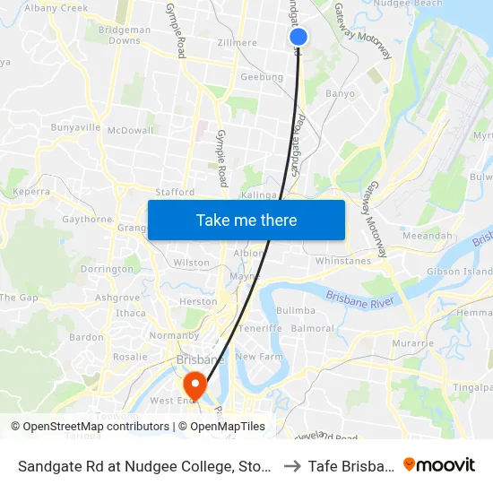 Sandgate Rd at Nudgee College, Stop 17 to Tafe Brisbane map